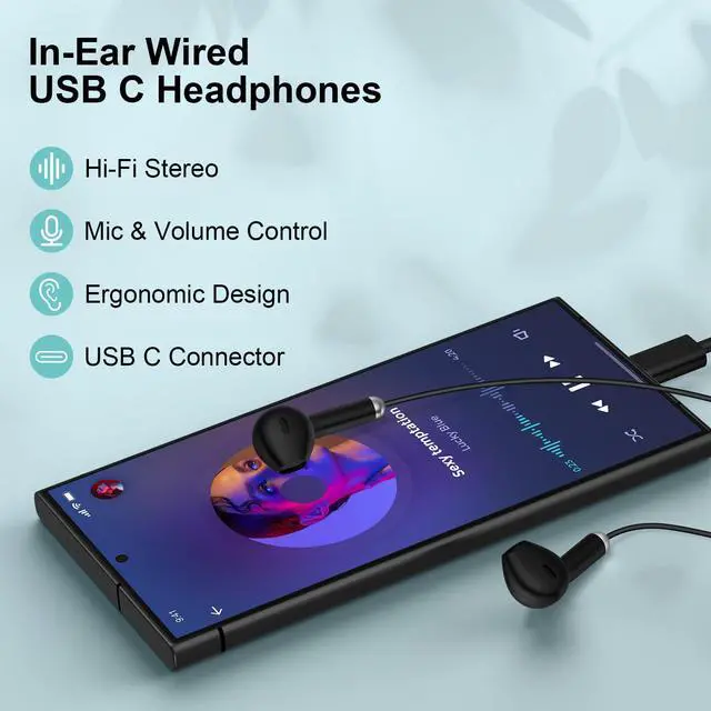 Alt view image 2 of 7 - Samsung Earbuds Wired for Galaxy S26 S25 Ultra S24 S23 S22 S21 A17 A56 A36 | A16 A55 A35 A15 A54 A14 A53 Z Flip/Fold 7 6 5 4,USB C Wired Headphones Earphones Earbuds for iPhone 17e 17 16e 15 Pro Max