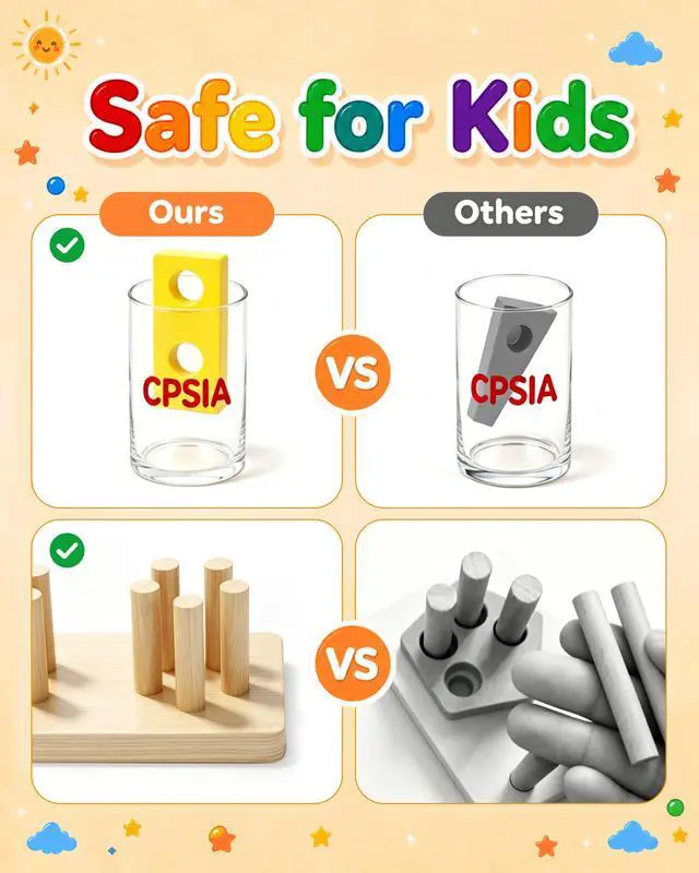 Alt view image 3 of 7 - Toys for 1 2 3 Year Old Boys Girls Toddlers, Wooden Toys Gifts | Sorting Stacking Toys for Toddlers Kids Preschool, Educational Color Recognition Shape Sorter, Learning Puzzles Birthday Gift