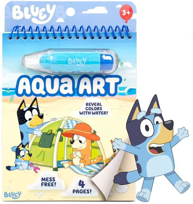 Main image of Group USA Bluey Aqua Art - Reusable Water Reveal Activity Pages With Water Pen for No-Mess Drawing and Coloring | Reusable Water Reveal Activity with Activity Pages and Water Pen