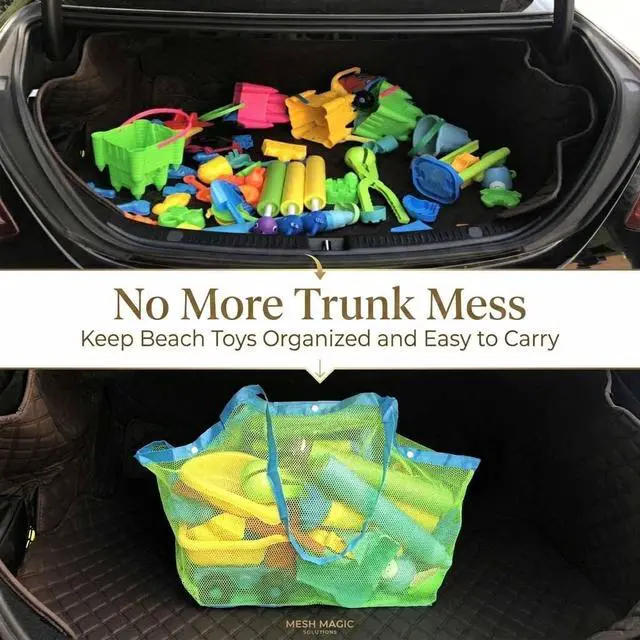 Alt view image 6 of 7 - SupMLC Mesh Extra Large Beach Bags and Totes - Holds Toys, Towels, Sand Away - For Children's Toys, Market, Grocery, Picnic