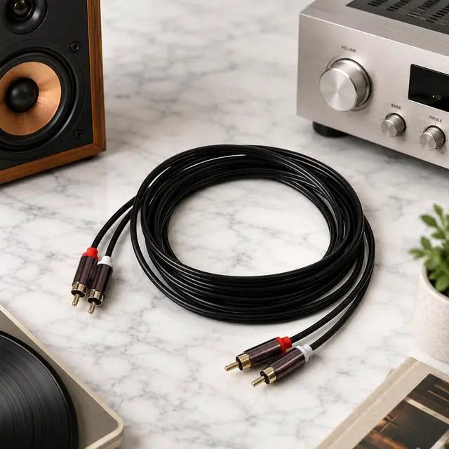 Alt view image 7 of 7 - Twisina 10Ft RCAConnector Cables 2RCAConnector Male to 2RCAConnector Male Cable Stereo Audio Cables for Car Audio Video Home Theater HDTV Gaming Consoles