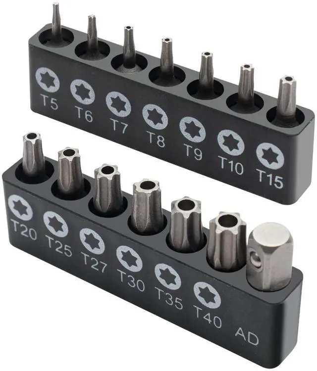 Main image of ROTATION 14-Piece Tamper Resistant Star Bits, Chrome Vanadium Steel, T5 - T40 Impact Grade Security Torx Bit Set, 1/4-inch Hex Shank | Chrome Vanadium Steel, Impact Grade Security Torx Bit Set