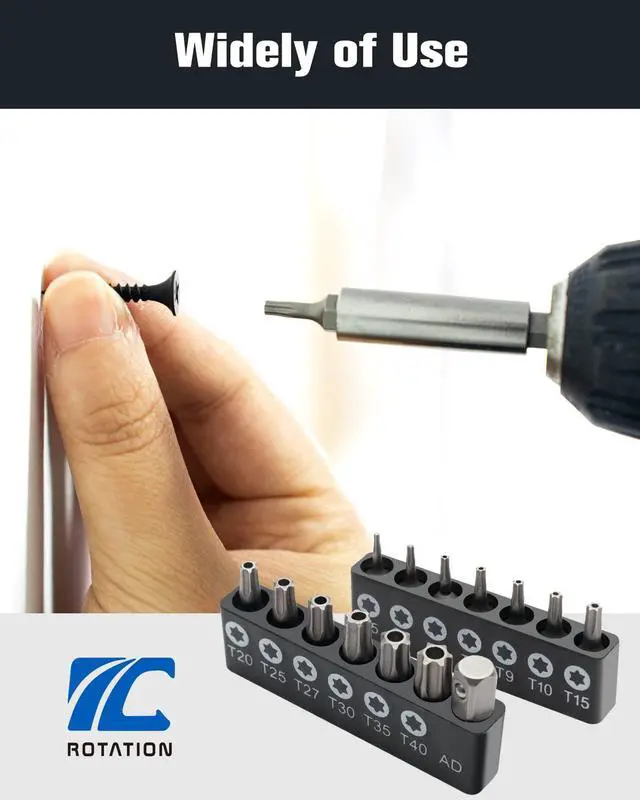 Alt view image 5 of 7 - ROTATION 14-Piece Tamper Resistant Star Bits, Chrome Vanadium Steel, T5 - T40 Impact Grade Security Torx Bit Set, 1/4-inch Hex Shank | Chrome Vanadium Steel, Impact Grade Security Torx Bit Set