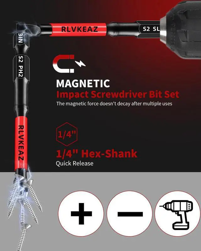 Alt view image 6 of 7 - 3-Inch Long Magnetic Screwdriver Bit Set, Phillips Slotted, 10-Pack | #1 #2 #3 Phillips Head Drill Bits, S2 Alloy Steel, CNC Tips, 1/4-Inch Hex Shank for Impact Driver and Power Drill