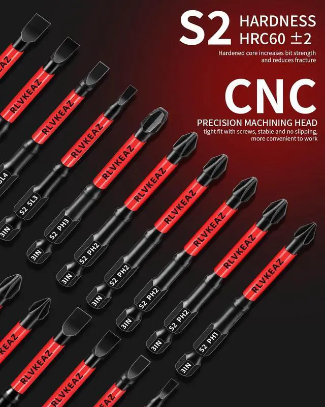 Alt view image 5 of 7 - 3-Inch Long Magnetic Screwdriver Bit Set, Phillips Slotted, 10-Pack | #1 #2 #3 Phillips Head Drill Bits, S2 Alloy Steel, CNC Tips, 1/4-Inch Hex Shank for Impact Driver and Power Drill