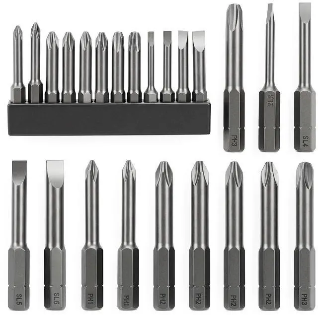 Main image of 12 Pcs Magnetic Screwdriver Bits, S2 Steel Phillips Head Drill Bits 2" Screw Driver Bit Sets for Power Screwdriver Drill Impact Driver (Slotted Phillips)