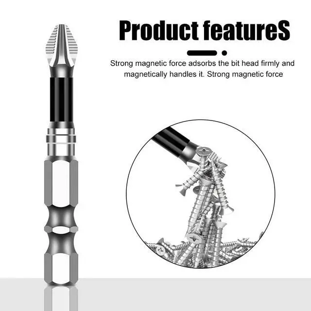 Alt view image 4 of 6 - Zohino High Magnetic Screwdriver Drill Bit Set K5 Impact Resistant Non Slip Cross Bit Anti-Slip Magnetic Electric Screwdriver Set (5, 150MM)