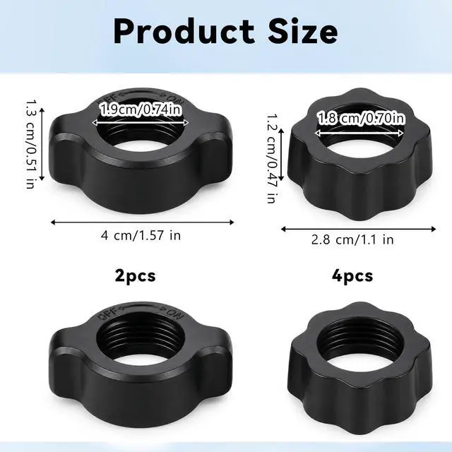 Alt view image 2 of 7 - 6Pcs Car Phone Mount Replacement Part, Ball Mount Phone Holder(2Size) | Black Mobile Phone Repair Mounting Bracket, Tightening Nut Ball Fixed Adapter Head Bracket Holder Ring for Camcorder Phone