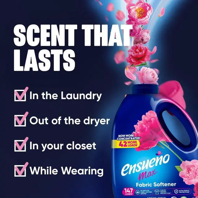 Alt view image 6 of 6 - Ensueño Max Liquid Fabric Softener - Spring Fresh Scent - 125 fl oz | Color-Safe Fabric Softener Liquid - Softens 147 Loads - Reduces Wrinkles & Static