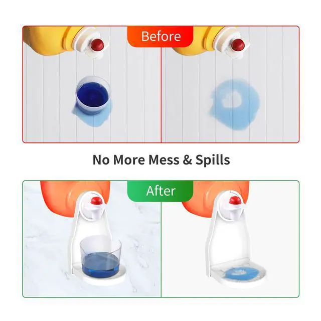 Alt view image 2 of 7 - (2 Pack) Laundry Detergent Cup Holder Drip Catcher Organizer Clip Tight on Laundry Bottle Spouts, No More Leaks or Mess with Detergent and Fabric Softener in Laundry Room