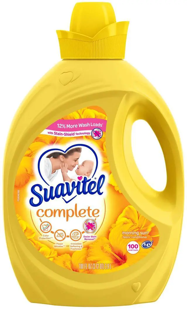 Main image of Suavitel Complete Liquid Fabric Softener, Morning Sun Scent, 100 fl oz | Fabric Conditioner, HE Compatible, Concentrated Formula, Long-Lasting Freshness, Wrinkle Reduction, Laundry Softening