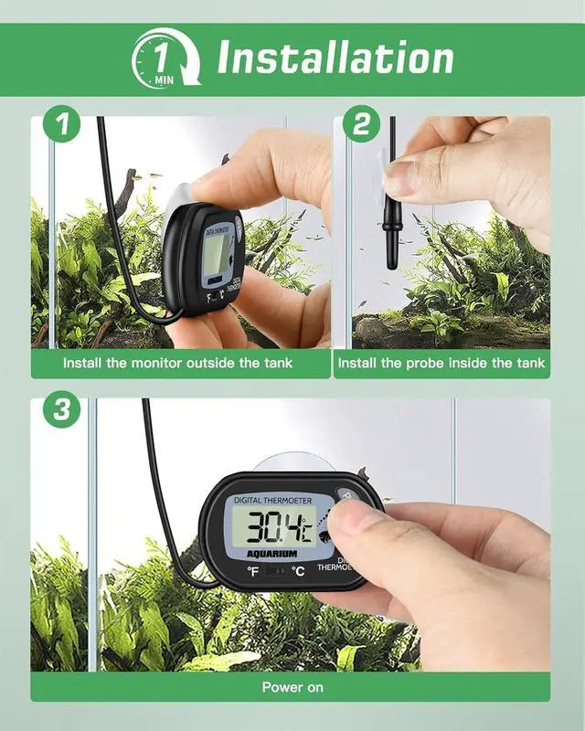 Alt view image 2 of 7 - Petbank LCD Digital Aquarium Thermometer Fish Tank Water Terrarium Temperature