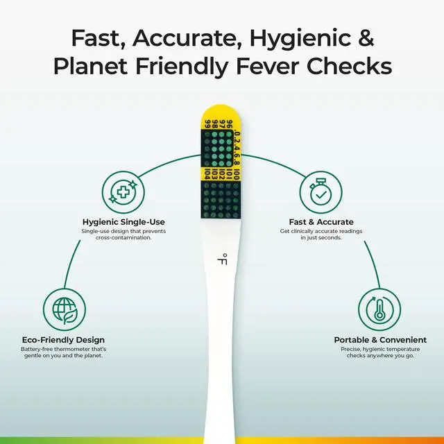 Alt view image 3 of 6 - NexTemp Ultra Disposable Thermometer (12-Pack, Fahrenheit) Oral Thermometer for Adults, Single Use, Battery Free, Hygienic, High Accuracy Readings in 1 Minute, for Home, Clinic & Travel