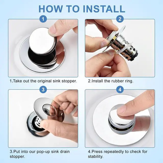 Alt view image 3 of 7 - Upgraded 3 in 1 Bathroom Sink Drain Strainer, Universal Pop Up Stopper with Removable Stainless Steel Filter Basket Hair Catcher, Sink Plug for 1.1''~2.36'' Basin, Polished Chrome (1PC)