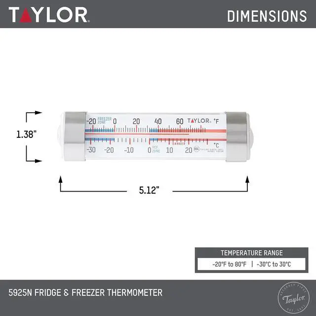 Alt view image 2 of 4 - Taylor Large Tube Analog Refrigerator and Freezer Kitchen Thermometer with Suction Cups, Temperature Monitor for Fridge or Freezer, Easy to Read