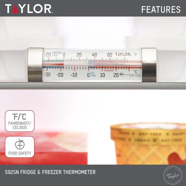 Alt view image 4 of 4 - Taylor Large Tube Analog Refrigerator and Freezer Kitchen Thermometer with Suction Cups, Temperature Monitor for Fridge or Freezer, Easy to Read