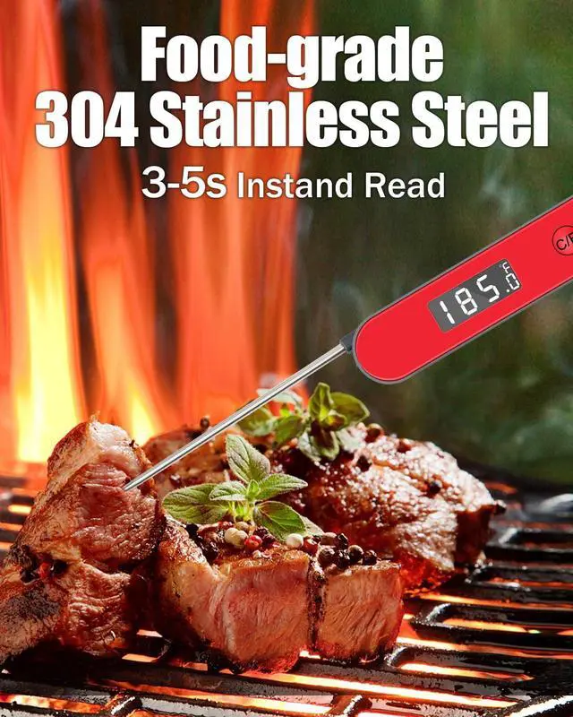 Alt view image 5 of 7 - OFOND Instand Read Digital Food Thermometer for Grill Meat BBQ Steak | Fast Response Battery Powered Foldable probe ,Large Backlit LCD Screen,Magnetic with Hook, Kitchen Cooking Must-have