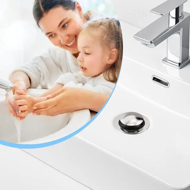 Alt view image 6 of 6 - Universal 3 in 1 Bathroom Sink Drain Strainer,Pop Up Bathroom Sink Stopper with Removable Filter Basket,Sink Hair Catcher,Bathroom Drain Stopper Sink Plug for 1.1"-1.65" Basin Drain Holes (Sliver)