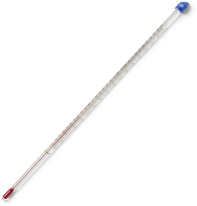 Main image of United Scientific Red Spirit-Filled Thermometer, Analog Display, 12" Length, Partial Immersion, Dual Scale, -20 to 150°C / 0 to 300°F Temperature Range