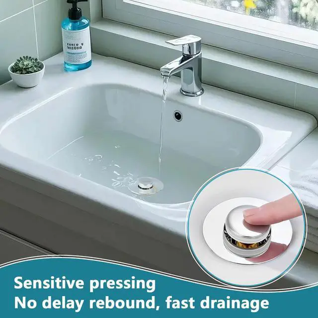 Alt view image 7 of 7 - Smelish 2Pack Bathroom Sink Stopper for 1-1.50in (Silver) | Universal Drain Filter for US Stainless Steel Floor Drain Filter, Bathroom Sink Drain Pop Up Stopper with Hair Strainer