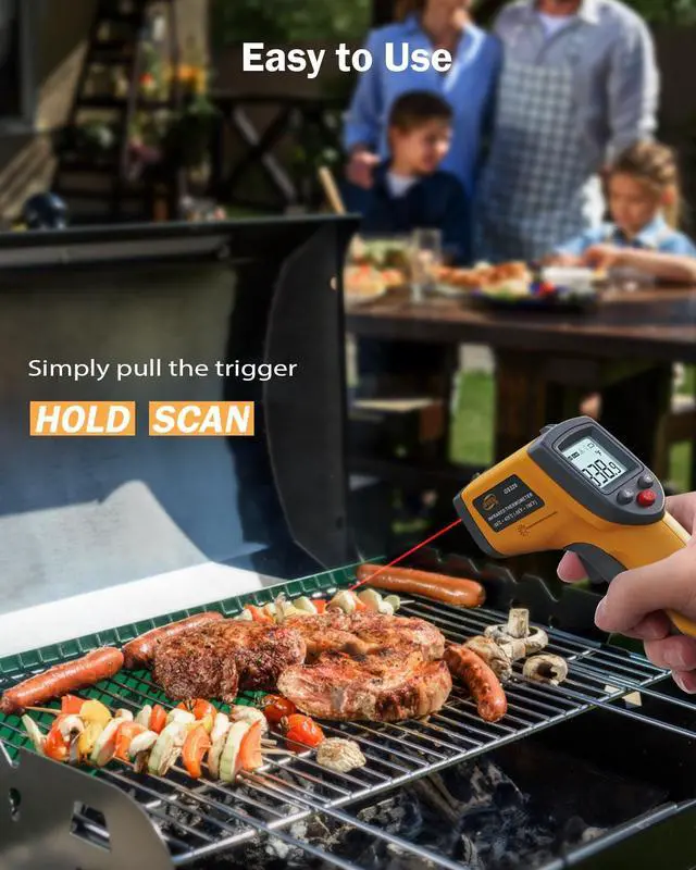 Alt view image 3 of 6 - BENETECH Infrared Thermometer Laser Temperature Gun, Digital Surface Heat Temp Gun Non-Contact for Cooking Food, Pizza Oven, Griddle Meat, Refrigerator, HVAC, Grill, Engine -58~788