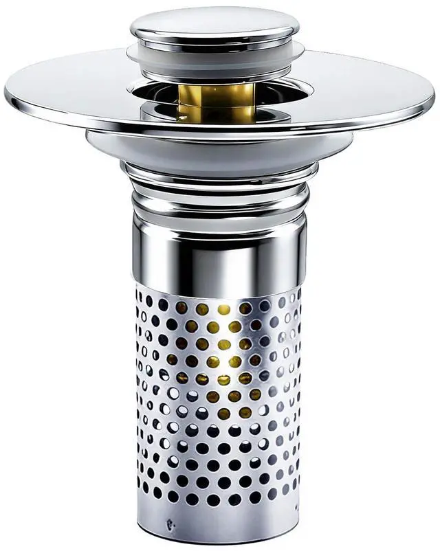 Main image of Bathroom Sink Drain Strainer, Pop-up Sink Drain Strainer with Removable Stainless Basket Hair Catcher, Bathroom Sink Stopper,1 Pack