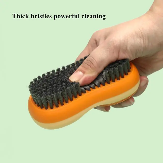 Alt view image 4 of 7 - Two-Sided Laundry Stain Remover Brush, Blue | Soft Silicone Bristle Side for Delicate Fabrics Knits, Hard Bristle Side for Tough Stain, Easy to Grip, Hand Washing Clothes