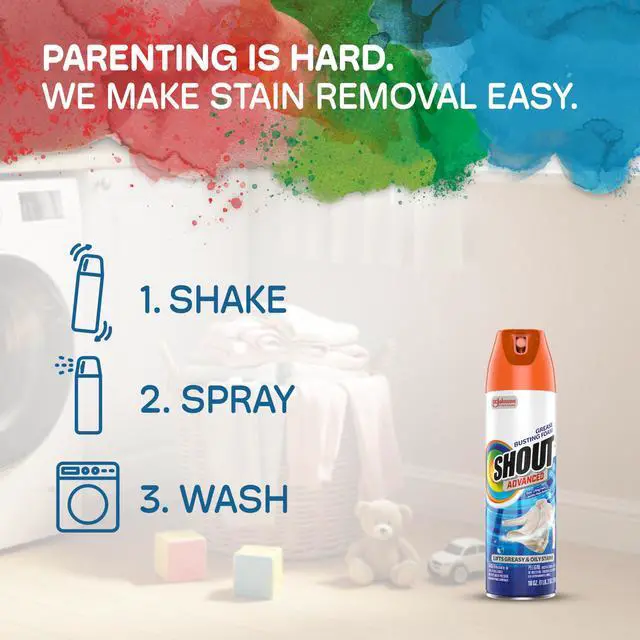Alt view image 7 of 7 - Shout Advanced Grease Busting Foam, Laundry Stain Remover, 18oz, (1-Pack) | Powerful Formula Removes Motor & Cooking Oil, Bike Grease, Spaghetti Sauce and Oily Stains, Works in All Water Temperatures