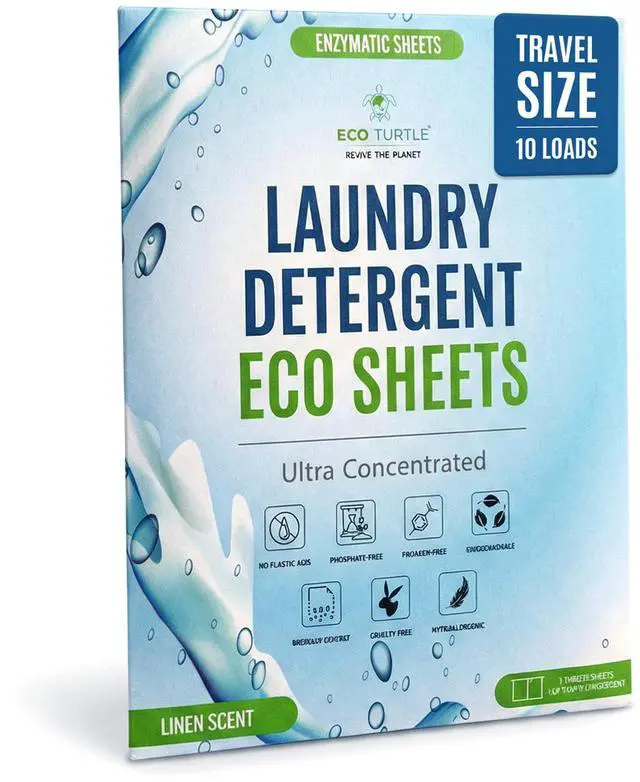 Main image of Travel Size Laundry Detergent Sheet 10 Load Ultra Concentrated | Stain-Fighting Enzymes & Plant Powered, Compact Washer Sheets, Pocket Friendly, Hot/Cold Cycles, Tough on Stains & Odor