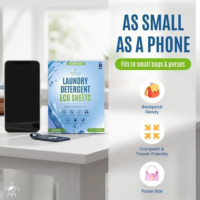 Alt view image 2 of 7 - Travel Size Laundry Detergent Sheet 10 Load Ultra Concentrated | Stain-Fighting Enzymes & Plant Powered, Compact Washer Sheets, Pocket Friendly, Hot/Cold Cycles, Tough on Stains & Odor