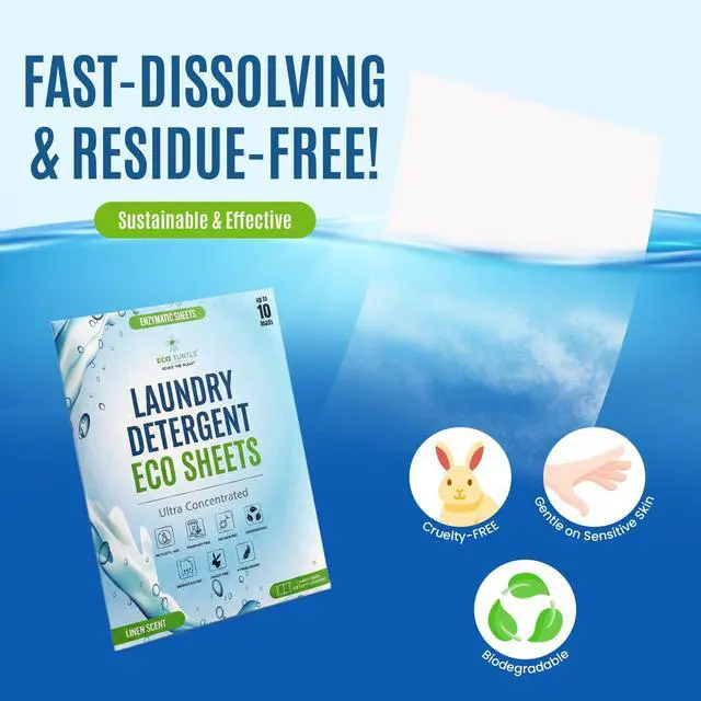 Alt view image 4 of 7 - Travel Size Laundry Detergent Sheet 10 Load Ultra Concentrated | Stain-Fighting Enzymes & Plant Powered, Compact Washer Sheets, Pocket Friendly, Hot/Cold Cycles, Tough on Stains & Odor