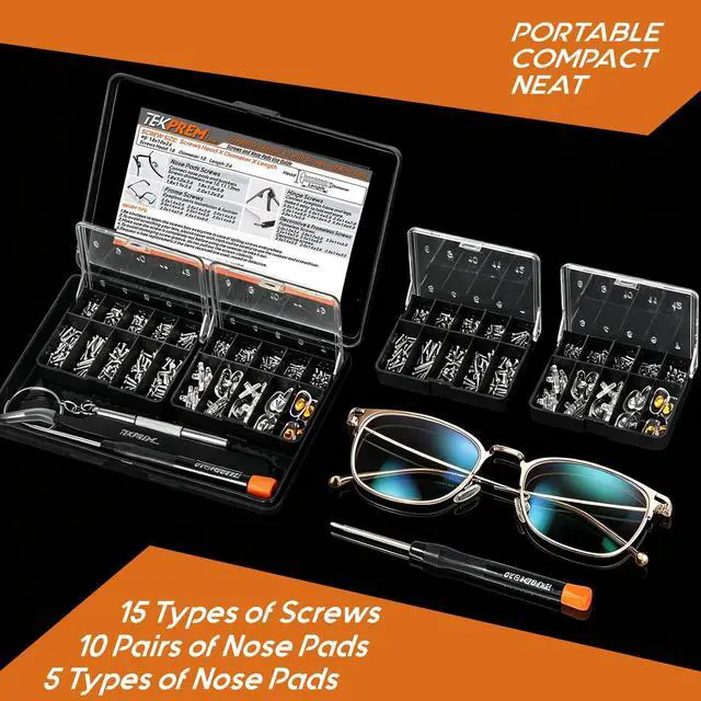 Alt view image 2 of 7 - TEKPREM Magnetic Eyeglass Repair Tool Kit, Eye Glasses Repairing Screwdriver Set with Compatible Eyeglass Screws,Silicone Nose Pads,Tweezer,Small Screwdriver for Eyeglasses,Sunglasses and Nose Pads