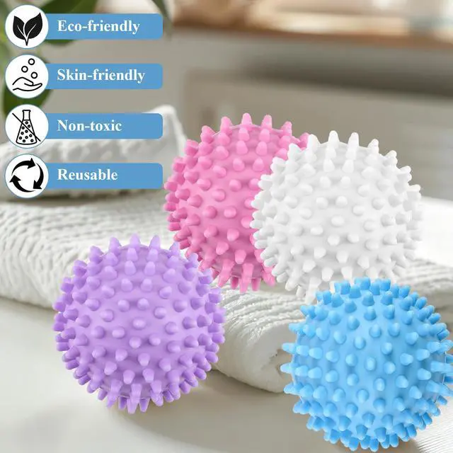 Alt view image 3 of 7 - 6 Pcs Dryer Balls Laundry Reusable, Soften Fabrics, Reduce Static & Wrinkle | 2.4 Inch, Fabric Softener Alternatives, Faster Drying for Clothes, Towels, Blankets and Bedding