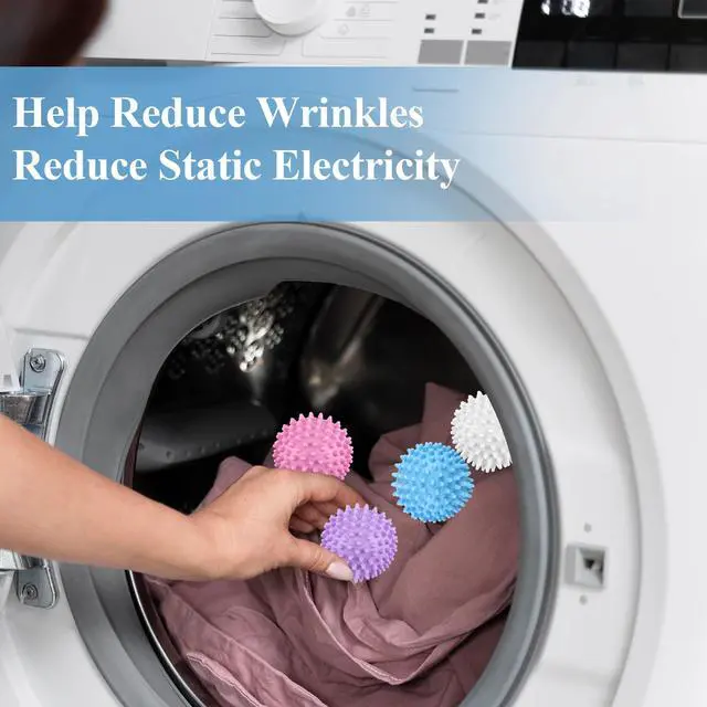 Alt view image 5 of 7 - 6 Pcs Dryer Balls Laundry Reusable, Soften Fabrics, Reduce Static & Wrinkle | 2.4 Inch, Fabric Softener Alternatives, Faster Drying for Clothes, Towels, Blankets and Bedding