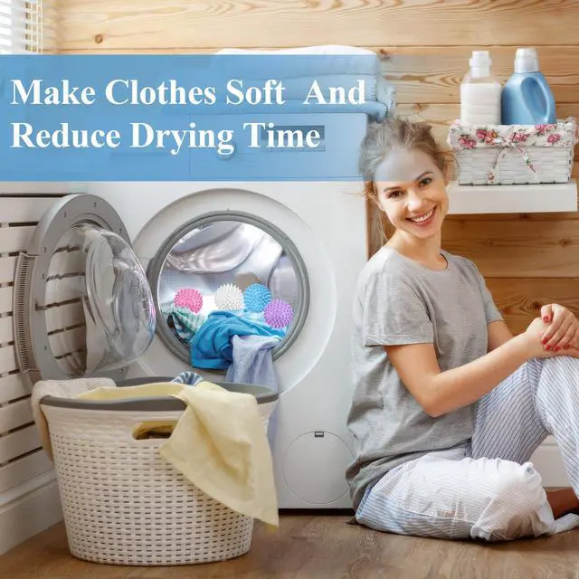 Alt view image 6 of 7 - 6 Pcs Dryer Balls Laundry Reusable, Soften Fabrics, Reduce Static & Wrinkle | 2.4 Inch, Fabric Softener Alternatives, Faster Drying for Clothes, Towels, Blankets and Bedding