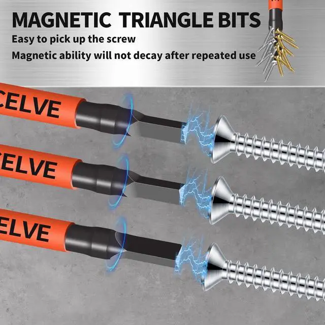 Alt view image 3 of 7 - DYRECELVE 10-Pack Triangle Screwdriver, 2.56-In Magnetic Triangle Bit Set | Triangle Screwdriver Bits, S2 Steel, 1/4 Hex Shank, Sizes: TA12, TA14, TA16, TA18, TA20, TA23, TA25, TA27 (x2), TA30