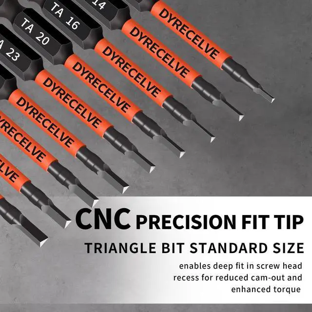 Alt view image 6 of 7 - DYRECELVE 10-Pack Triangle Screwdriver, 2.56-In Magnetic Triangle Bit Set | Triangle Screwdriver Bits, S2 Steel, 1/4 Hex Shank, Sizes: TA12, TA14, TA16, TA18, TA20, TA23, TA25, TA27 (x2), TA30