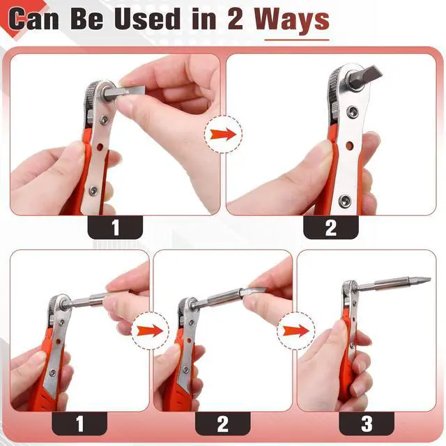Alt view image 6 of 7 - LEONTOOL 12in1 Right Angle Screwdriver Mini Ratchet Set Low Profile High Torque 36-Tooth Reversible Ratchet Wrench with Magnetic Bits 90 Degree Offset Screwdriver for Tight Spaces, DIY/Home/Car Repair