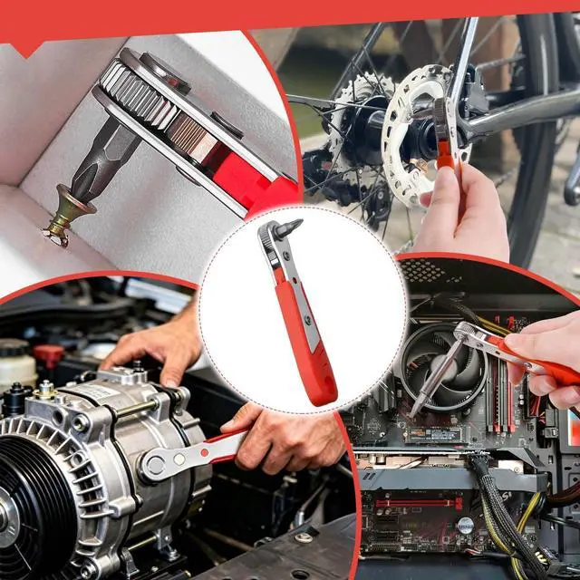 Alt view image 7 of 7 - LEONTOOL 12in1 Right Angle Screwdriver Mini Ratchet Set Low Profile High Torque 36-Tooth Reversible Ratchet Wrench with Magnetic Bits 90 Degree Offset Screwdriver for Tight Spaces, DIY/Home/Car Repair