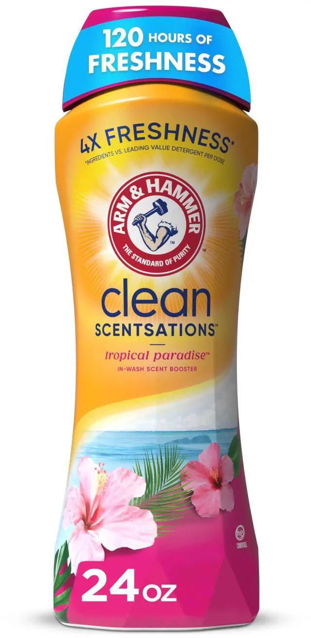Main image of ARM & HAMMER Clean Scentsations Laundry Scent Booster, Tropical, 24 Oz | In-Wash Laundry Fragrance, Tropical Paradise Scent, Lasting Freshness for Clothes and Towels, Laundry Additive
