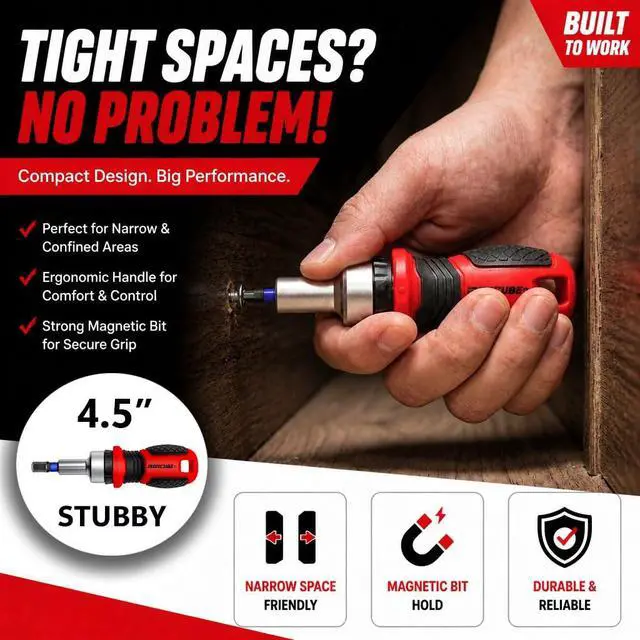 Alt view image 4 of 6 - IRONCUBE Magnetic Hex Screwdriver Set: 6 in 1 Multi Bit Drive Set with Interchangeable Ratchet Handle - Portable Repair Tool Kit for DIY Bicycle Furniture - Stocking Stuffers with Gift Box