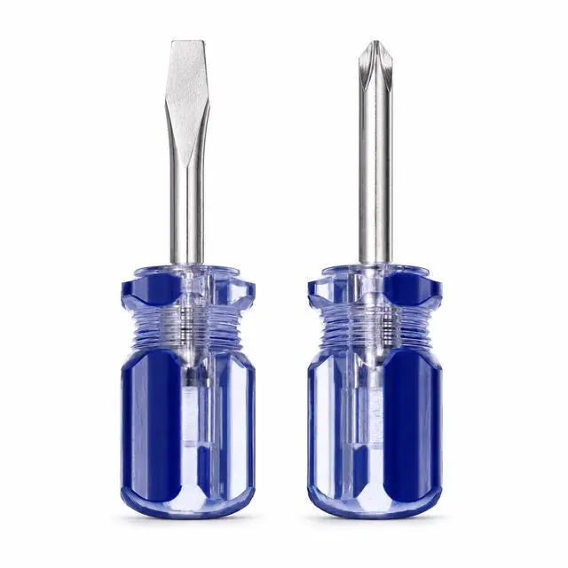 Main image of 2PCS Short Phillips Head and Flathead Screwdrivers | Short Screwdriver Set with Magnetic Tips Small Magnetic Screwdriver Small Pocket Screwdrivers for DIY Repairings, Blue