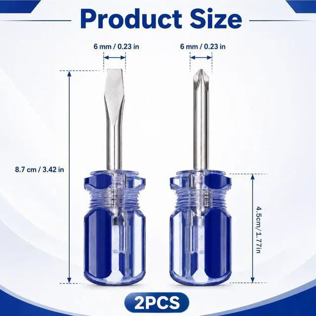 Alt view image 2 of 7 - 2PCS Short Phillips Head and Flathead Screwdrivers | Short Screwdriver Set with Magnetic Tips Small Magnetic Screwdriver Small Pocket Screwdrivers for DIY Repairings, Blue
