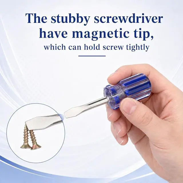 Alt view image 3 of 7 - 2PCS Short Phillips Head and Flathead Screwdrivers | Short Screwdriver Set with Magnetic Tips Small Magnetic Screwdriver Small Pocket Screwdrivers for DIY Repairings, Blue