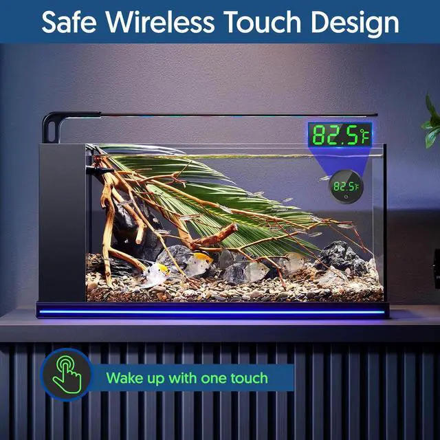 Alt view image 2 of 7 - QZQ Fish Tank Thermometer Aquarium Thermometer Wireless Touch Stick Digital Aquarium Thermometer LED Display ±1°F for Monitoring The Fish Tank Aquarium Temperature Accessories (Black)
