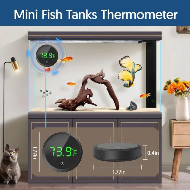 Alt view image 6 of 7 - QZQ Fish Tank Thermometer Aquarium Thermometer Wireless Touch Stick Digital Aquarium Thermometer LED Display ±1°F for Monitoring The Fish Tank Aquarium Temperature Accessories (Black)