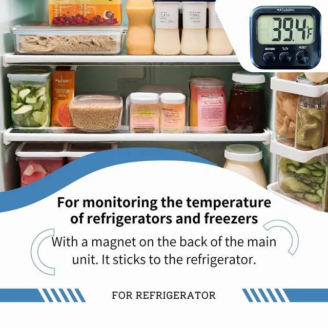 Alt view image 3 of 7 - HATUSOKU Digital Thermometer with External Sensor, Magnet, Suction Cup, Water Thermometer, Aquarium, Refrigerator, Freezer (Black)