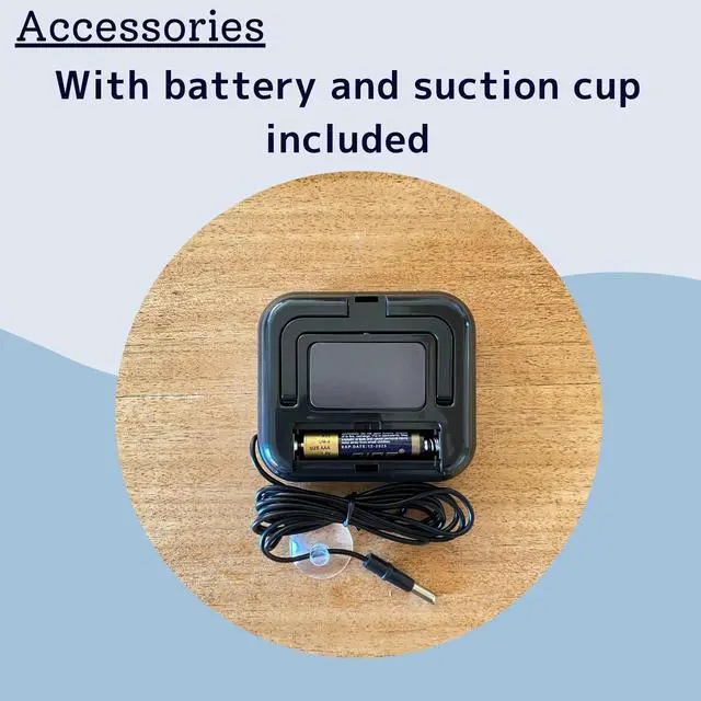 Alt view image 7 of 7 - HATUSOKU Digital Thermometer with External Sensor, Magnet, Suction Cup, Water Thermometer, Aquarium, Refrigerator, Freezer (Black)
