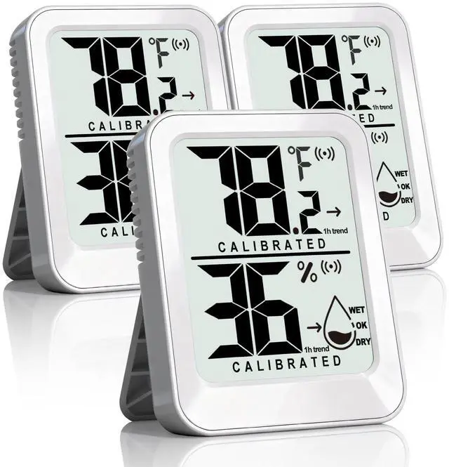 Main image of AyayaBoss 3 Pack Room Thermometer Indoor Hygrometer | Mini Size, Monitor Temperature & Humidity, Accurate Fast Read, Easy To View, Kickstand/Hanging/Wall Adhesive, /, w/ Battery