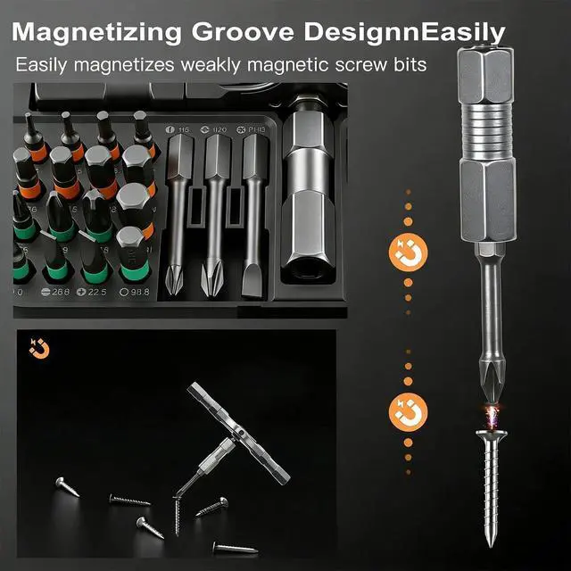 Alt view image 4 of 7 - 39 in 1 Magnetic Screwdriver Set, Multi-Bit Magnetic Ratchet Driver Set with Detachable Handle, New Tools 2026 Multitool Set,for Furniture Assembly, Diy Repair Kit, Bicycle Tools